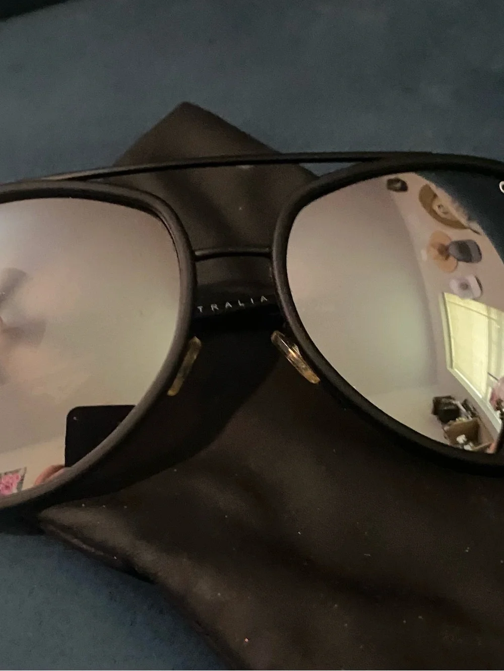 Quay Unisex Black Aviator Sunglasses with Silver Mirrored Lenses